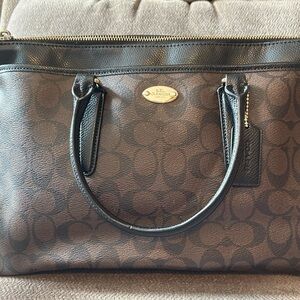 COACH authentic Morgan Black and Brown Signature Satchel/Tote.